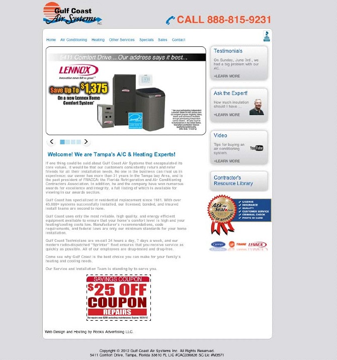 gulf coast air systems website design