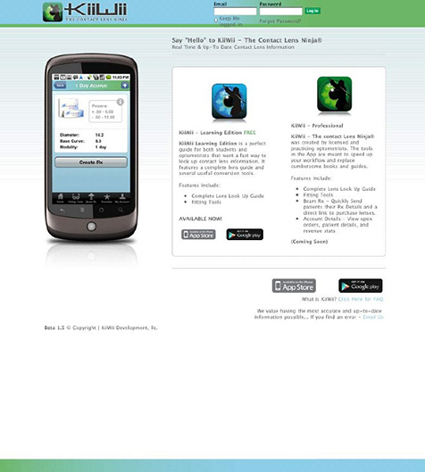 Kiwii Contacts web site design