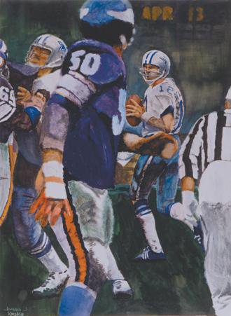 Roger Staubach watercolor
